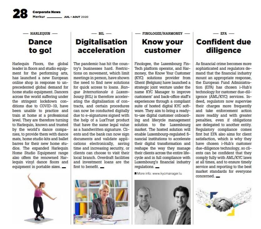 capture of Harlequin in the Luxembourg's Chamber of Commerce's online magazine Merkur