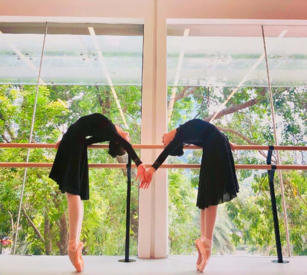 两位芭蕾舞者的优雅姿势